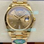 ARF Replica Rolex Day-Date 40mm Gain Weight Gold Baguette Dial Swiss 3255 Watch 